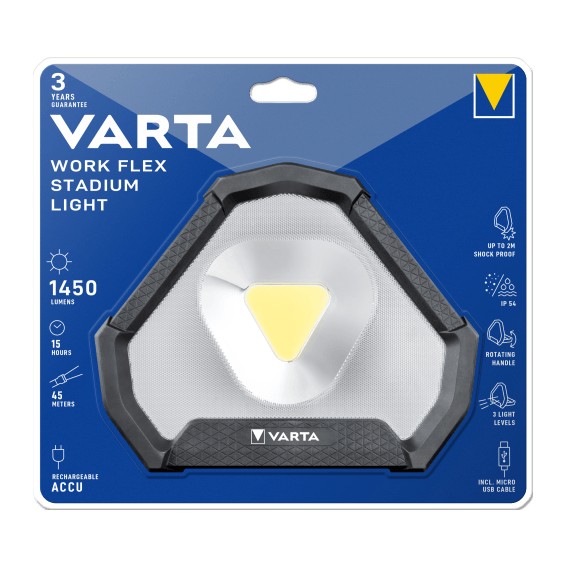 VARTA 18647101401 Linterna Work Flex Stadium Light COB LED 1450lm IP54