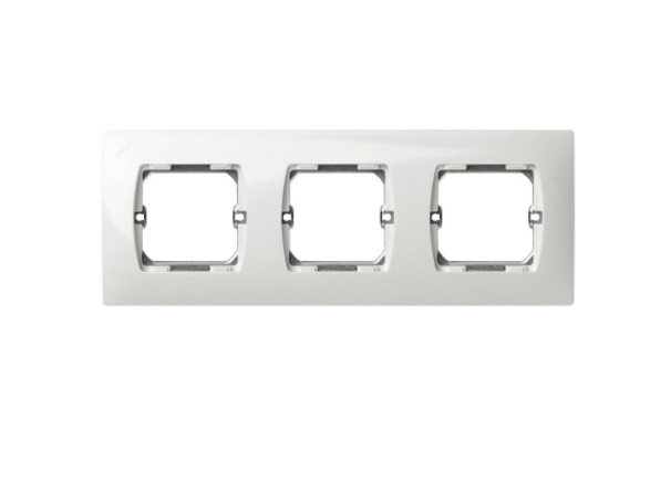 SIMON 27631-65 PLACA 3 MODULO ANCHO CON GARRA+BASTIDOR SERIE 27 BLANCO NIEVE 