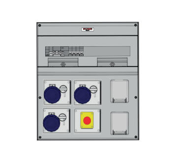 SCAME 671.IB0374 CUADRO OBRA DOMINO IP66 24 DIN CON BLOQUEO (2P+T 16A -3un + 2 base trascuadro SCHUKO)