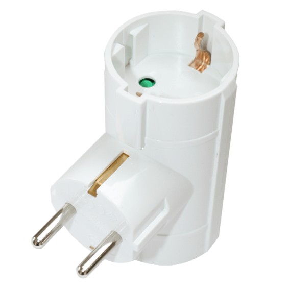 SILVER ELECTRONICS 9152 Adaptador schuko 2 tomas TT lateral 16A plástico blanco