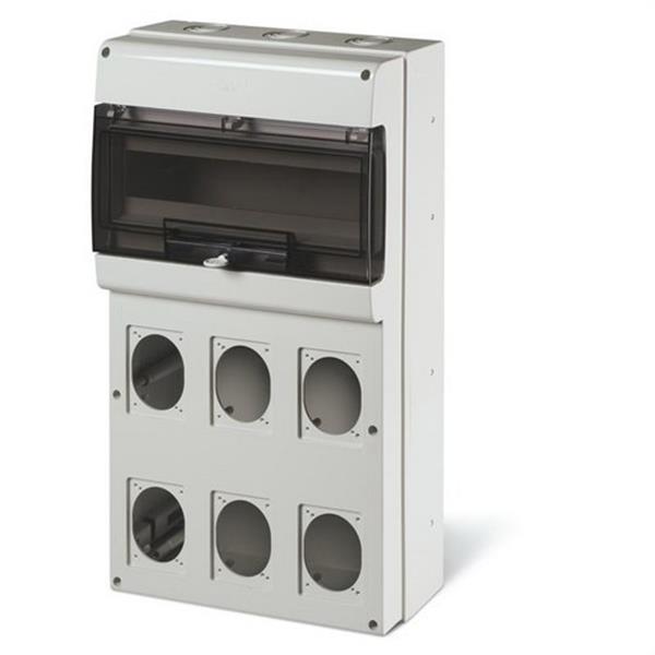 SCAME 672.5616 Combinación con tapa para Serie IEC/EUREKA 6 + 16 módulos DIN