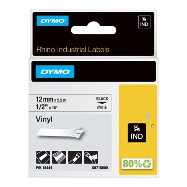 DYMO 5387189 CINTA DYMO RHINO VINIL 12MMX5,5M NGO/BCO