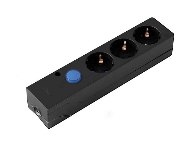SIMON BM140100 Base MULTIFIX con 3 tomas interruptor negro