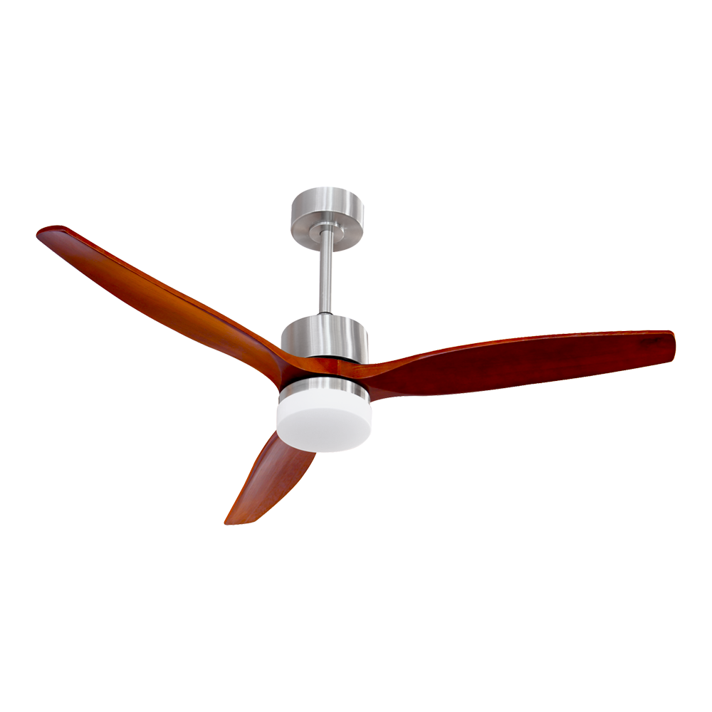 CONALUX COPENHAGUE-02 Ventilador/plafón LED modelo COPENHAGUE níquel y madera 55W 2386lm 1320x420mm