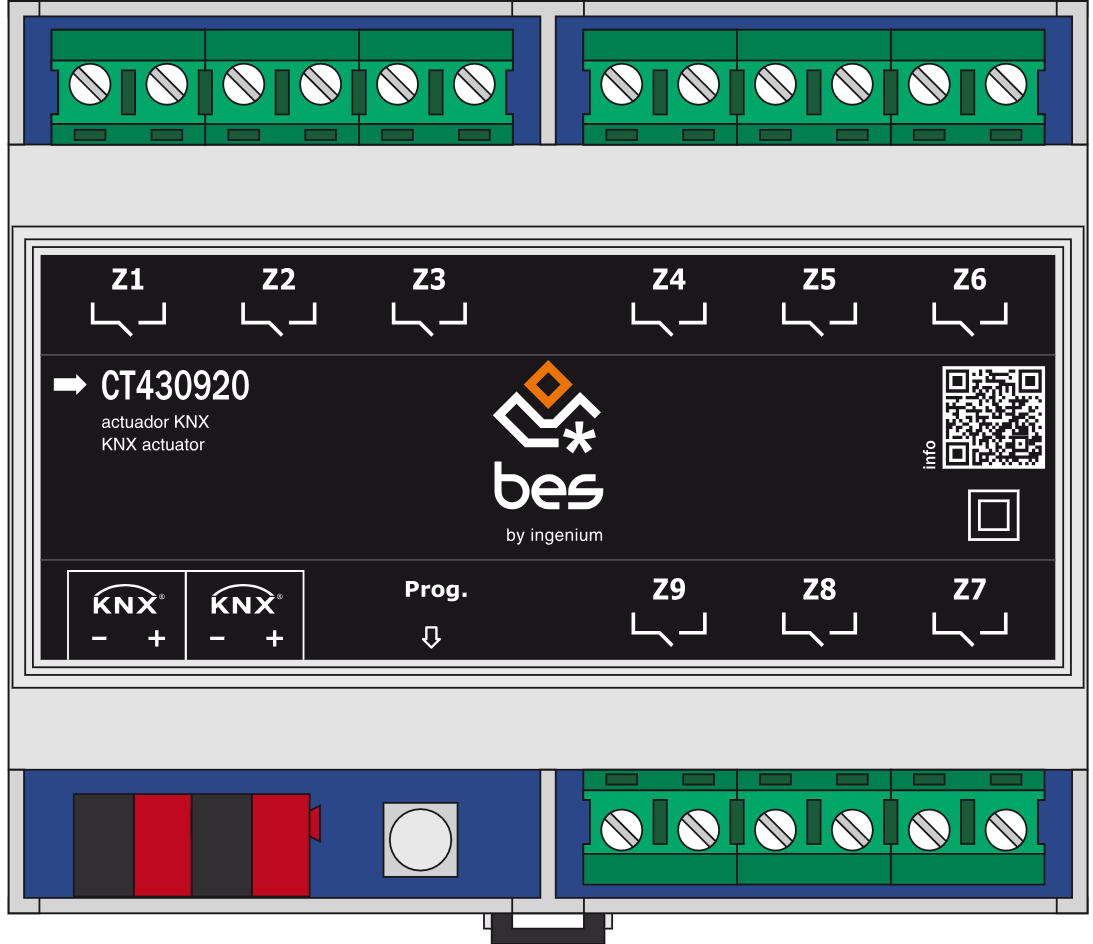 BESKNX-A2DOS CT4309020 ACTUADOR BINARIO 9 SALIDAS 16A FORMATO DIN CT4309020 BESKNX-INGENIUM