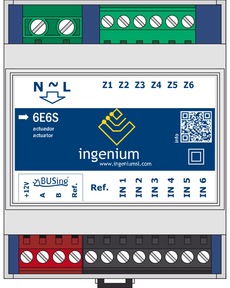 INGENIUM-BUSING ING-6E6S ACTUADOR CON 6 ENTRADAS Y 6 SALIDAS DIGITALES