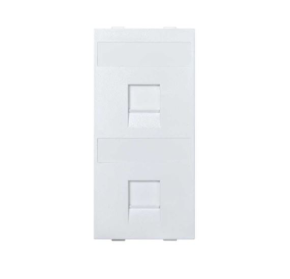 SIMON S82B/9 Placa SIMON CIMA V&D plana con guardapolvo para 2 conectores KRONE blanco nieve