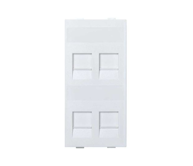 SIMON S82C/9 Placa SIMON CIMA V&D plana con guardapolvo para 4 conectores KRONE blanco nieve