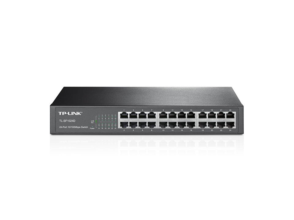 TP-LINK TL-SF1024D Switch Gigabit de 24 puertos para Rack/Sobremesa, 24 puertos 10/100M RJ45, carcasa de metal