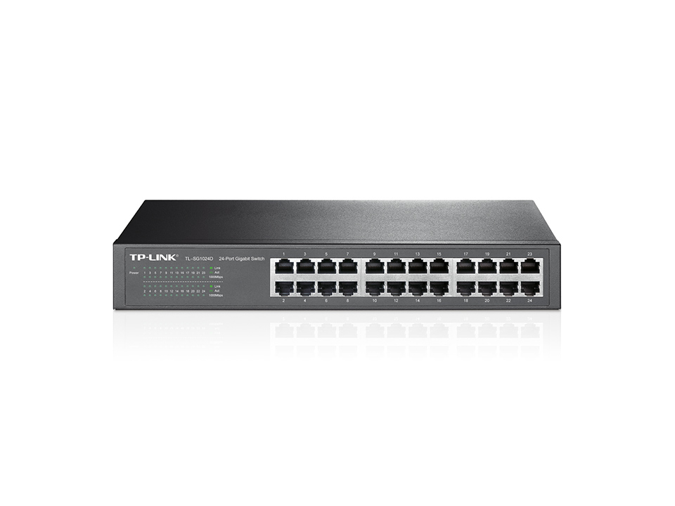 TP-LINK TL-SG1024D Switch Gigabit de 24 puertos para Rack/Sobremesa, 24 puertos 10/100/1000M RJ45, carcasa de 
