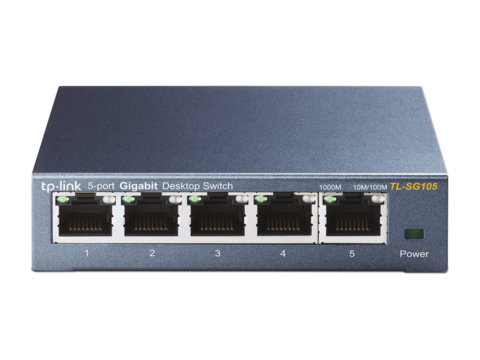 TP-LINK TL-SG105 Switch Gigabit de 5 puertos Metálico, 5 puertos 10/100/1000M RJ45, soporte IGMP Snooping; Q